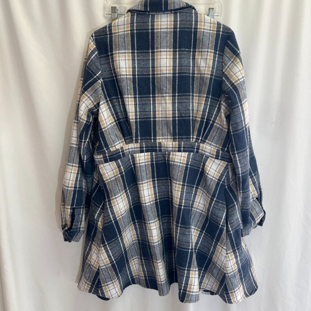 Lulu's Coat Button Up Collared Flared At Bottom - image 7